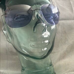 Silhouette Rimeless Blue Tinted Sunglasses. VTG. EUC